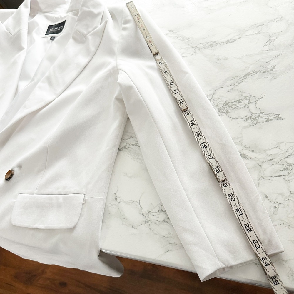 Eloquii Open Front Double Breast Button Oversized White Blazer Women's Size 14 - Picture 11 of 12
